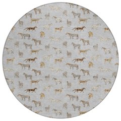 Machine Washable Indoor/Outdoor Chantille ACN2521 Gray 8' x 8' Round Rug