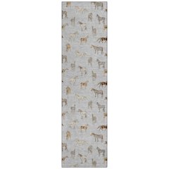 Machine Washable Indoor/Outdoor Chantille ACN2521 Gray 2'3" x 7'6" Runner Rug