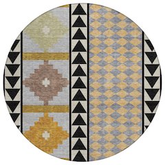 Machine Washable Indoor/Outdoor Chantille ACN2522 Black 8' x 8' Round Rug