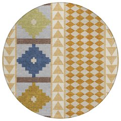 Machine Washable Indoor/Outdoor Chantille ACN2522 Orange 8' x 8' Round Rug