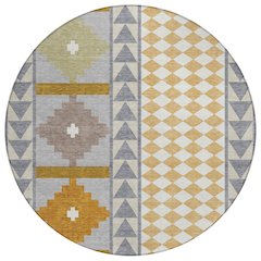 Machine Washable Indoor/Outdoor Chantille ACN2522 Gray 8' x 8' Round Rug