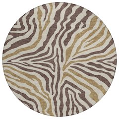 Machine Washable Indoor/Outdoor Chantille ACN2523 Brown 8' x 8' Round Rug
