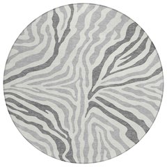 Machine Washable Indoor/Outdoor Chantille ACN2523 Gray 8' x 8' Round Rug