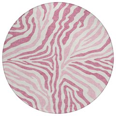 Machine Washable Indoor/Outdoor Chantille ACN2523 Pink 8' x 8' Round Rug