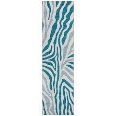 Machine Washable Indoor/Outdoor Chantille ACN2523 Teal 2'3" x 7'6" Runner Rug