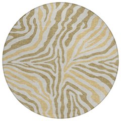 Machine Washable Indoor/Outdoor Chantille ACN2523 Gold 8' x 8' Round Rug