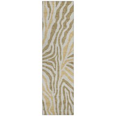 Machine Washable Indoor/Outdoor Chantille ACN2523 Gold 2'3" x 7'6" Runner Rug