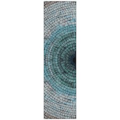 Machine Washable Indoor/Outdoor Chantille ACN2524 Teal 2'3" x 7'6" Runner Rug