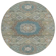 Machine Washable Indoor/Outdoor Chantille ACN2525 Green 8' x 8' Round Rug