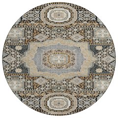 Machine Washable Indoor/Outdoor Chantille ACN2525 Black 8' x 8' Round Rug