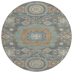 Machine Washable Indoor/Outdoor Chantille ACN2525 Brown 8' x 8' Round Rug
