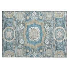 Machine Washable Indoor/Outdoor Chantille ACN2525 Teal 1'8" x 2'6" Rug