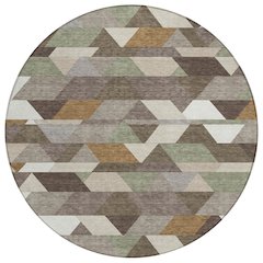 Machine Washable Indoor/Outdoor Chantille ACN2526 Brown 8' x 8' Round Rug