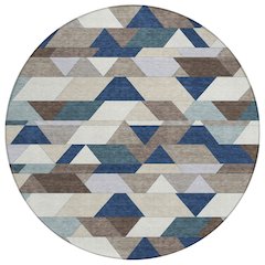 Machine Washable Indoor/Outdoor Chantille ACN2526 Blue 8' x 8' Round Rug