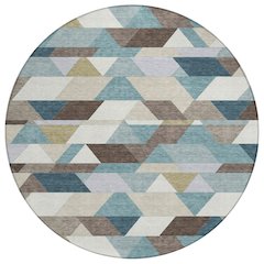Machine Washable Indoor/Outdoor Chantille ACN2526 Teal 8' x 8' Round Rug