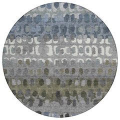 Machine Washable Indoor/Outdoor Chantille ACN2529 Blue 8' x 8' Round Rug