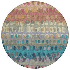 Machine Washable Indoor/Outdoor Chantille ACN2529 Pink 8' x 8' Round Rug