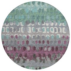 Machine Washable Indoor/Outdoor Chantille ACN2529 Teal 8' x 8' Round Rug