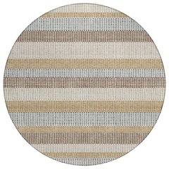 Machine Washable Indoor/Outdoor Chantille ACN2530 Brown 8' x 8' Round Rug