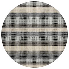 Machine Washable Indoor/Outdoor Chantille ACN2530 Black 8' x 8' Round Rug