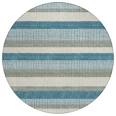 Machine Washable Indoor/Outdoor Chantille ACN2530 Teal 8' x 8' Round Rug