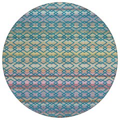 Machine Washable Indoor/Outdoor Chantille ACN2531 Teal 8' x 8' Round Rug