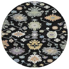 Machine Washable Indoor/Outdoor Chantille ACN2532 Black 8' x 8' Round Rug