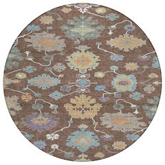 Machine Washable Indoor/Outdoor Chantille ACN2532 Brown 8' x 8' Round Rug