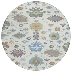 Machine Washable Indoor/Outdoor Chantille ACN2532 Ivory 8' x 8' Round Rug