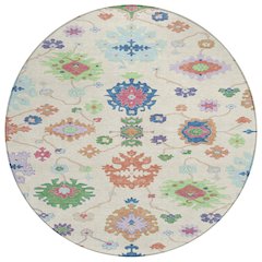Machine Washable Indoor/Outdoor Chantille ACN2532 Ivory 8' x 8' Round Rug