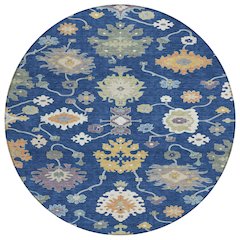 Machine Washable Indoor/Outdoor Chantille ACN2532 Blue 8' x 8' Round Rug
