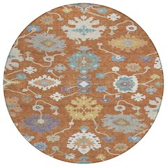 Machine Washable Indoor/Outdoor Chantille ACN2532 Orange 8' x 8' Round Rug