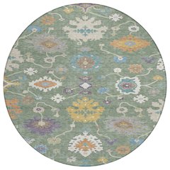 Machine Washable Indoor/Outdoor Chantille ACN2532 Green 8' x 8' Round Rug