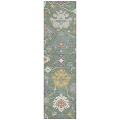 Machine Washable Indoor/Outdoor Chantille ACN2532 Green 2'3" x 7'6" Runner Rug