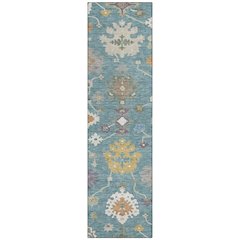 Machine Washable Indoor/Outdoor Chantille ACN2532 Teal 2'3" x 7'6" Runner Rug