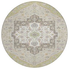 Machine Washable Indoor/Outdoor Chantille ACN2533 Green 8' x 8' Round Rug