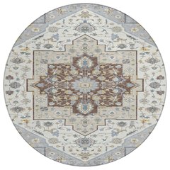Machine Washable Indoor/Outdoor Chantille ACN2533 Gray 8' x 8' Round Rug