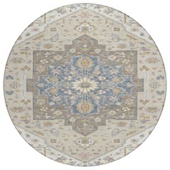 Machine Washable Indoor/Outdoor Chantille ACN2533 Ivory 8' x 8' Round Rug
