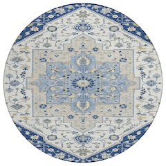 Machine Washable Indoor/Outdoor Chantille ACN2533 Blue 8' x 8' Round Rug