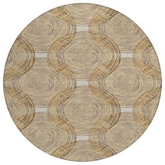 Machine Washable Indoor/Outdoor Chantille ACN2534 Gold 8' x 8' Round Rug