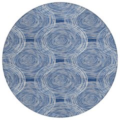 Machine Washable Indoor/Outdoor Chantille ACN2534 Blue 8' x 8' Round Rug