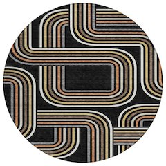 Machine Washable Indoor/Outdoor Chantille ACN2535 Black 8' x 8' Round Rug