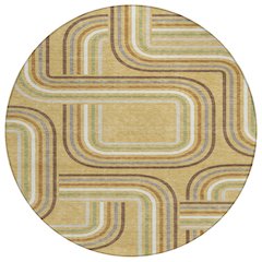Machine Washable Indoor/Outdoor Chantille ACN2535 Gold 8' x 8' Round Rug