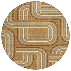 Machine Washable Indoor/Outdoor Chantille ACN2535 Orange 8' x 8' Round Rug
