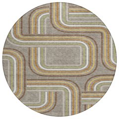 Machine Washable Indoor/Outdoor Chantille ACN2535 Brown 8' x 8' Round Rug