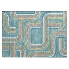 Machine Washable Indoor/Outdoor Chantille ACN2535 Teal 1'8" x 2'6" Rug