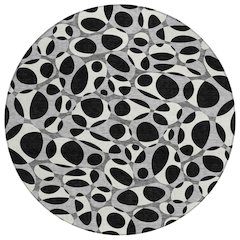 Machine Washable Indoor/Outdoor Chantille ACN2536 Black 8' x 8' Round Rug