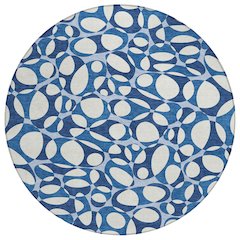 Machine Washable Indoor/Outdoor Chantille ACN2536 Blue 8' x 8' Round Rug