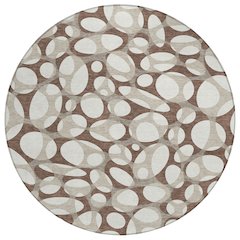 Machine Washable Indoor/Outdoor Chantille ACN2536 Brown 8' x 8' Round Rug