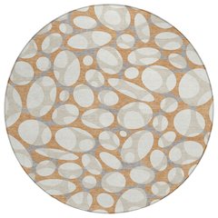 Machine Washable Indoor/Outdoor Chantille ACN2536 Orange 8' x 8' Round Rug